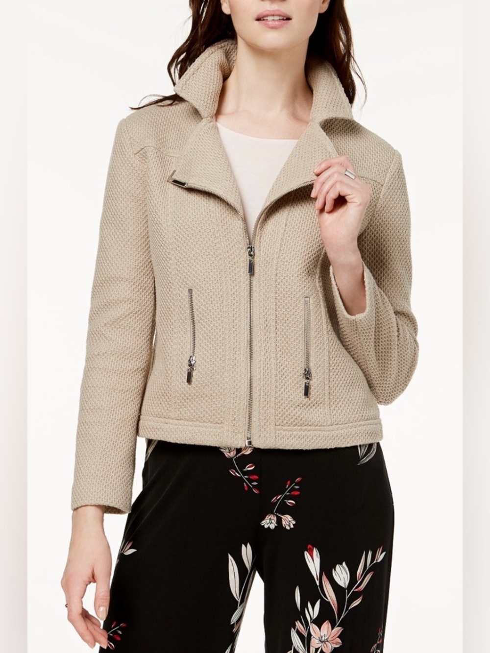 Alfani Taupe Textured Moto Jacket
 NWT Lightweight - Picture 2 of 11